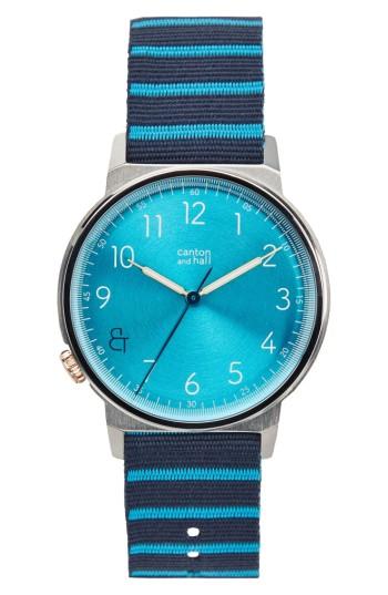 Men's Canton And Hall Davis Slim Nylon Strap Watch, 40mm