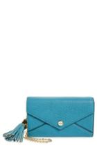 Mali + Lili Tassel Convertible Faux Leather Envelope Clutch - Blue