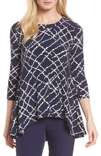 Women's Anne Klein Squiggle Print High/low Top - Blue