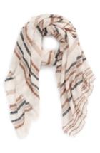 Women's David & Young Textured Stripe Oblong Scarf, Size - Ivory