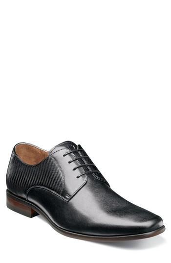 Men's Florsheim Postino Textured Plain Toe Derby .5 D - Black