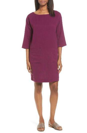 Women's Eileen Fisher Organic Cotton Tunic Dress, Size - Purple