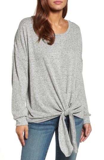 Petite Women's Caslon Tie Front Sweatshirt, Size P - Grey