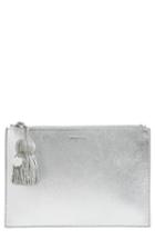 Louise Et Cie Melle Metallic Leather Tassel Pouch - Grey