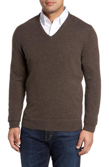 Men's Monte Rosso V-neck Cashmere Sweater, Size - Brown