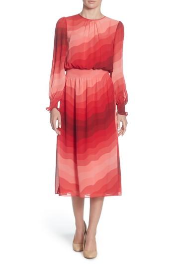 Women's Catherine Catherine Malandrino Marlieke Chiffon Midi Dress - Red