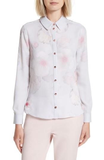 Women's Ted Baker London Relar Chelsea Grey Flower Print Shirt