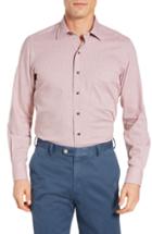 Men's David Donahue Regular Fit Check Sport Shirt, Size - Orange