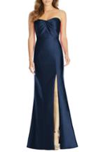 Women's Alfred Sung Sateen Twill Strapless Sweetheart Neckline Gown - Blue