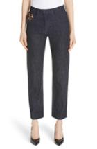 Women's Michael Kors Genuine Calf Hair Pocket Straight Leg Jeans - Blue