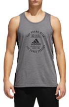 Men's Adidas Slim Fit Three Stripe Graphic Tank - Grey