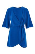 Women's Topshop Tie Front Minidress Us (fits Like 0) - Blue