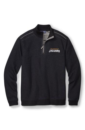 Men's Tommy Bahama Nfl Flipside Drive Quarter-zip Pullover, Size - Black