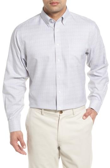 Men's Nordstrom Men's Shop Smartcare(tm) Traditional Fit Plaid Dress Shirt 32/33 - Grey