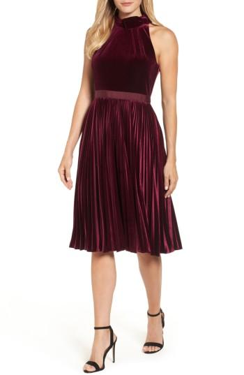 Women's Ted Baker London Cornela Pleated Velvet Dress