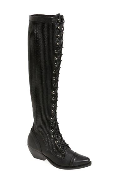 Women's Jeffrey Campbell Erlene Knee High Lace-up Boot M - Black