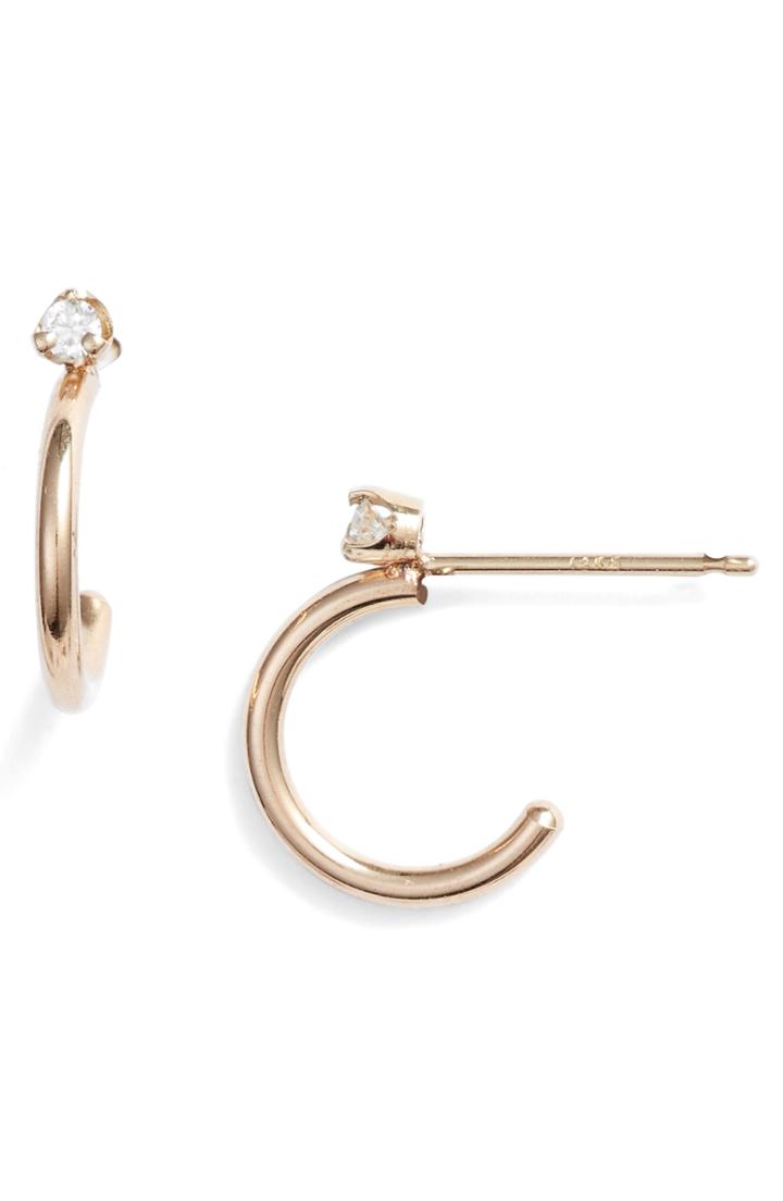 Women's Zoe Chicco Diamond Huggie Hoop Earrings