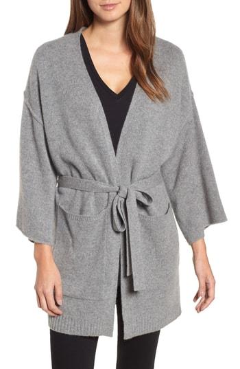 Women's Halogen Belted Cashmere Kimono, Size - Grey