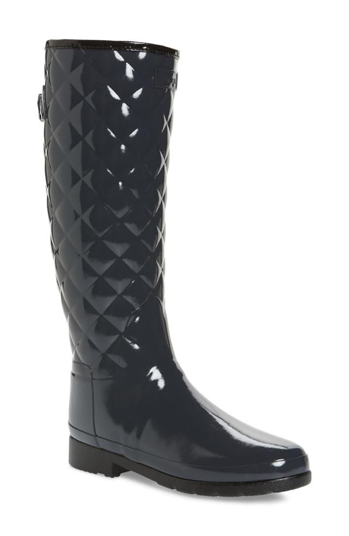 Women's Hunter Original Refined High Gloss Quilted Waterproof Rain Boot