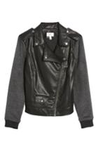 Women's Bp. Faux Leather Varsity Moto Jacket - Black