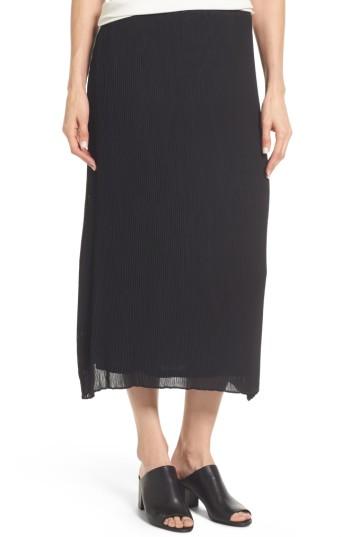 Women's Eileen Fisher Pleated Midi Skirt, Size - Black