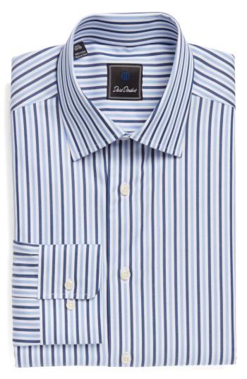 Men's David Donahue Regular Fit Stripe Dress Shirt - 34/35 - Blue