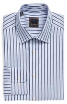Men's David Donahue Regular Fit Stripe Dress Shirt - 34/35 - Blue