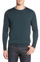 Men's John Smedley 'marcus' Easy Fit Crewneck Wool Sweater, Size - Green