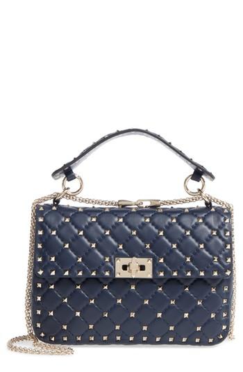 Valentino Garavani Medium Rockstud Matelasse Quilted Leather Shoulder Bag - Blue