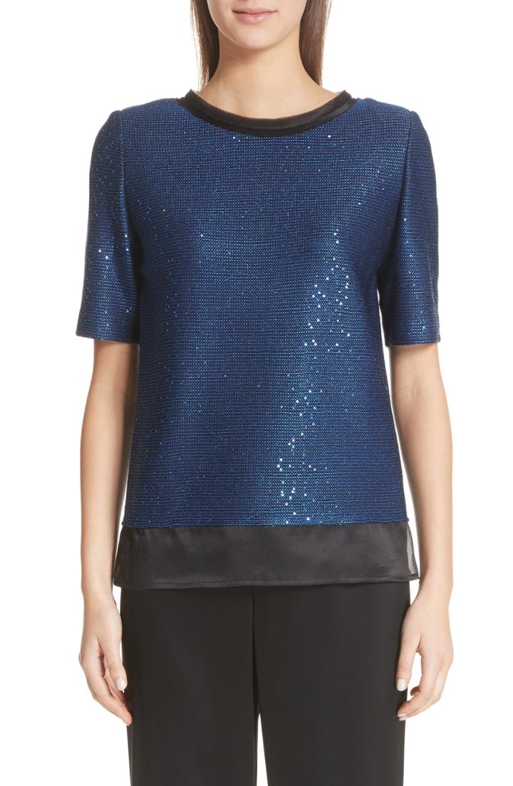 Women's St. John Collection Paillette Knit Top - Blue