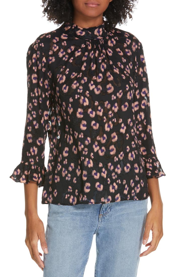 Women's Rebecca Taylor Cheetah Print Jacquard Blouse