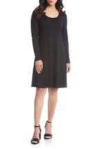 Women's Karen Kane Faux Leather Detail Fit & Flare Dress - Black
