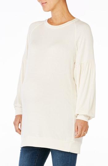 Women's Ingrid & Isabel Cozy Puff Sleeve Maternity Tunic - Ivory