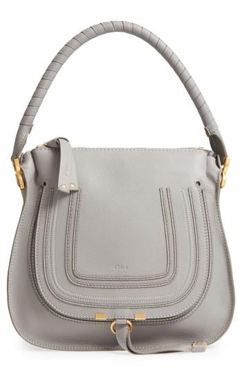 Chloe Medium Marcie Leather Satchel - Grey