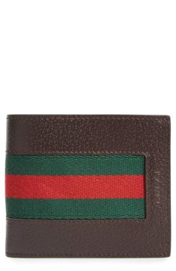 Men's Gucci Knit Inset Pebble Leather Wallet -