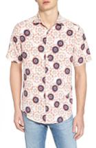 Men's Vilebrequin Tailor Fit Floral Print Silk Shirt - Beige