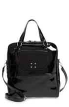Leith Glossy Faux Leather Structured Tote Bag - Black