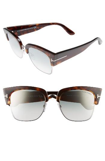 Women's Tom Ford 55mm Gradient Vintage Square Sunglasses - Shiny Black/ Smoke Mirror