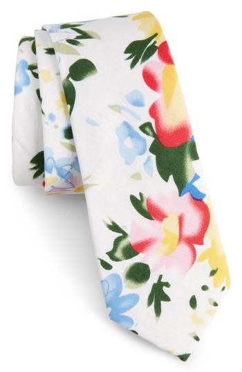 Men's Nordstrom Men's Shop Hatfield Floral Cotton Skinny Tie, Size - Blue