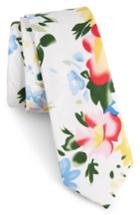 Men's Nordstrom Men's Shop Hatfield Floral Cotton Skinny Tie, Size - Blue