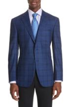 Men's Canali Classic Fit Plaid Wool Sport Coat Us / 48 Eu R - Blue