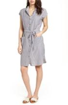 Women's Velvet By Graham & Spencer Stripe Belted Cotton Shirtdress - Grey