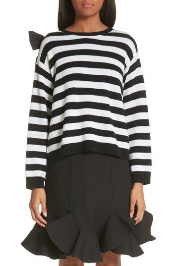 Women's Valentino Bow Detail Stripe Cashmere Sweater - Black