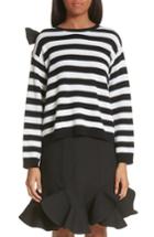 Women's Valentino Bow Detail Stripe Cashmere Sweater - Black