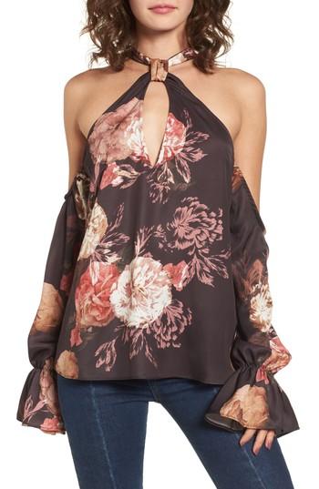 Women's Tularosa Marnie Victorian Floral Cold Shoulder Top - Black