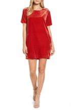 Women's Kenneth Cole New York Zip Shoulder Velvet Shift Dress - Red
