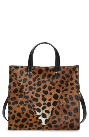 Clare V. 'petit Simple' Leopard Print Genuine Calf Hair Tote - Brown
