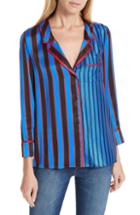 Women's Alice + Olivia Tie Neck Shadow Stripe Blouse - Black