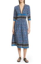 Women's Sea Tallulah Empire Waist Silk Midi Dress - Blue