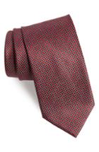 Men's Brioni Check Silk Tie, Size - Red